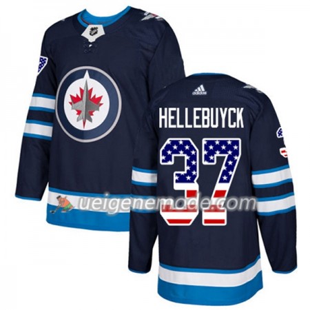 Herren Eishockey Winnipeg Jets Trikot Connor Hellebuyck 37 Adidas 2017-2018 Marineblau USA Flag Fashion Authentic